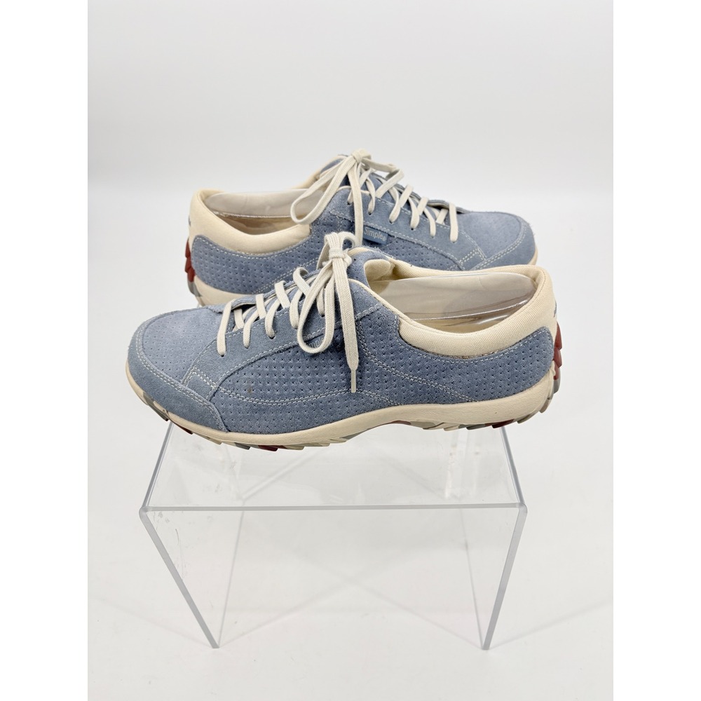 Simple Size 11 Perforated Suede Lace Up Sneakers Womens Low Top Walking Shoe